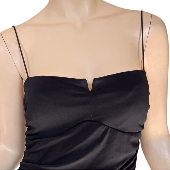 Vintage 90s Cocktail Midi Dress Black Square Neck Spaghetti Strap Size Large - Picture 5 of 10